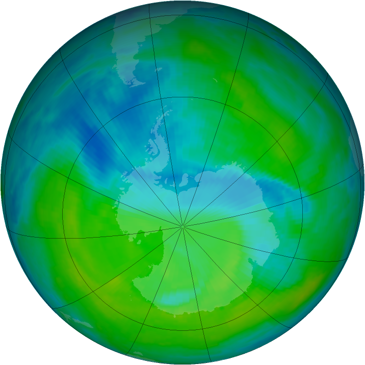Antarctic ozone map for 17 December 1996